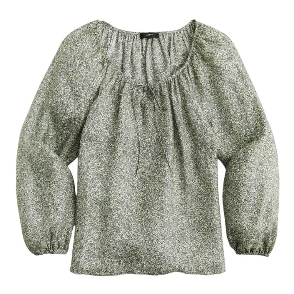 NWOT J.Crew Drapey Tie Front Top in Green Country Floral M